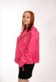 80S VINTAGE PINK LEATHER BIKER JACKET - REAL LEATHER