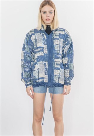 VINTAGE 90S GREY LETTER BOMBER JACKET