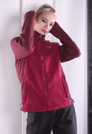 VINTAGE 90S BURGUNDY ZIP UP THE NORTH FACE FLEECE