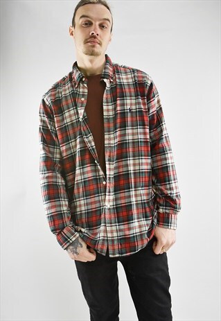 VINTAGE 90S RALPH LAUREN RED & GREEN PLAID SHIRT
