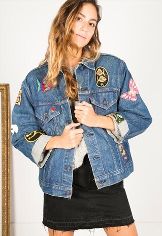 VINTAGE 80'S LEVIS PATCHED DENIM JACKET / R009