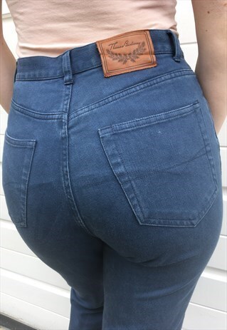 WOMENS VINTAGE 80S BURBERRY JEANS BLUE HIGH WAIST MOM STYLE