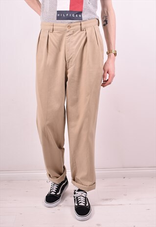 POLO RALPH LAUREN MENS VINTAGE TROUSERS W35 L34 BEIGE 90S