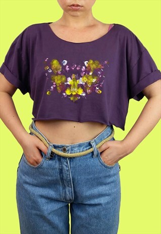 REWORKED HAND-PAINTED "RORSCHACH" FESTIVAL CROP TOP