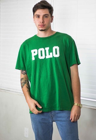 VINTAGE POLO RALPH LAUREN BLOCK LOGO 90S XL 8.1