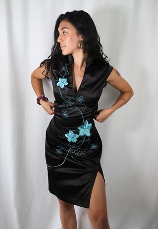 90S/Y2K JANE NORMAN BLUE FLOWER DRESS