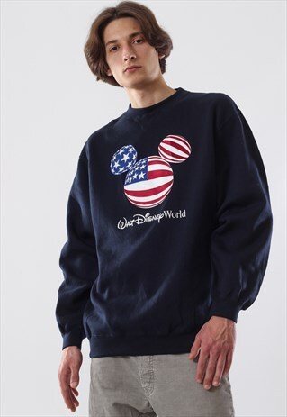 VINTAGE WALT DISNEY MICKEY MOUSE CREW NECK 90S BLUE