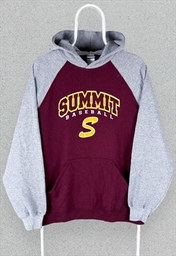 Vintage Summit Baseball Hoodie Raglan Grey Holloway Large