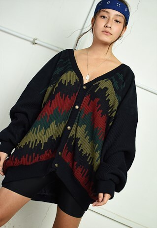 VINTAGE 90'S RETRO OVERSIZED GRANDADS KNIT CARDIGAN