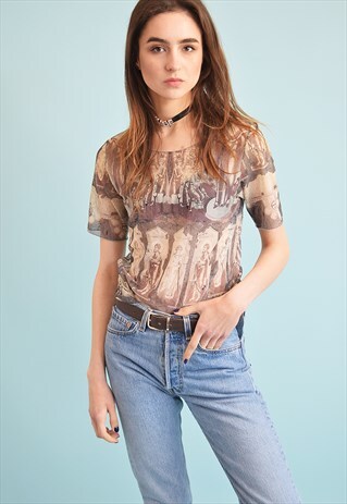 90'S RETRO SHEER MESH KITSCH TEEN TOP