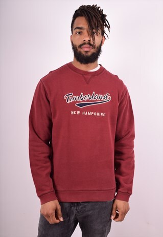 TIMBERLAND MENS VINTAGE SWEATSHIRT JUMPER MEDIUM RED 90S