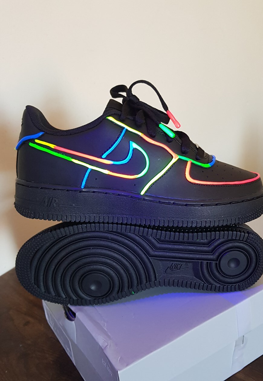 Black and neon hotsell blue air force 1