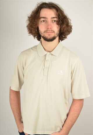 VINTAGE ADIDAS POLO SHIRT IN BEIGE