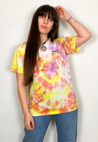 VINTAGE TIE DYE PINK & YELLOW TEE