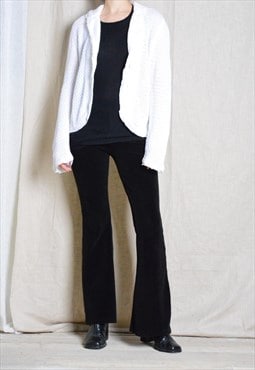 Vintage 90s White Knit Linen Blend Ballerina Style Cardigan