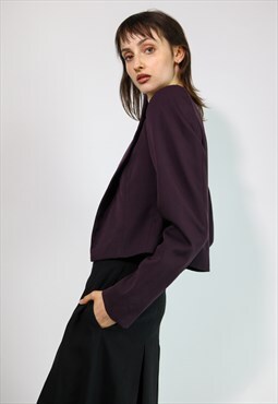 Bottega Veneta Crop Blazer Jacket in Purple Small