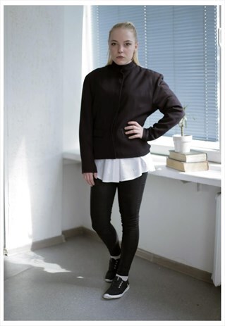 VINTAGE 80'S BLACK HIGH COLLAR JACKET
