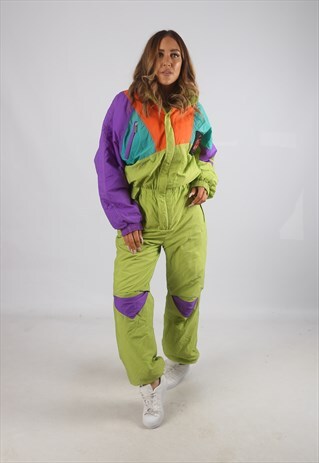 VINTAGE ACTIVE FULL SKI SUIT SNOW SPORTS UK L 14 (9BL)