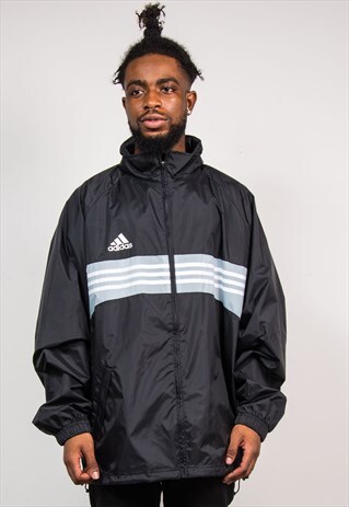 90'S ADIDAS BLACK VINTAGE CAGOULE JACKET FESTIVAL