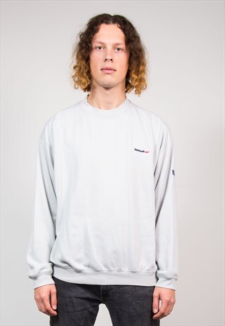 VTG 90'S REEBOK ESSENTIALS OFF WHITE SWEATSHIRT JUMPER