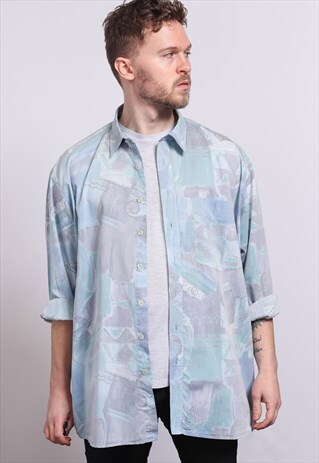 VINTAGE ABSTRACT PATTERNED SHIRT 90'S