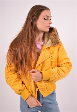 VINTAGE ALPHA INDUSTRIES PADDED BOMBER JACKET YELLOW