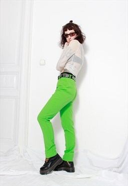 90s grunge y2k goth Benetton neon green high waist pants