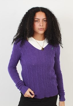 Women's Vintage Polo Ralph Lauren Purple Cable Knit Sweater
