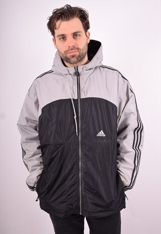 ADIDAS MENS VINTAGE JACKET LARGE GREY 90'S
