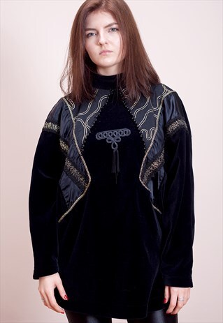 OLD SCHOOL SOFT VELOUR EMBROIDERED TOP