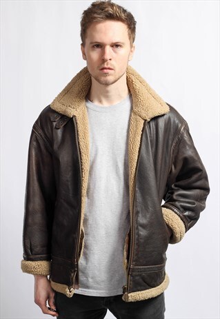 VINTAGE LEATHER FLEECE SHERPA JACKET