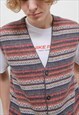 VINTAGE 80S AZTEC MULTICOLOR STRIPED V NECK KNIT VEST UNISEX