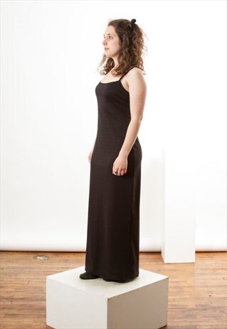 ON SALE BLACK MAXI DRESS / STRAIGHT SLEEVELESS DRESS