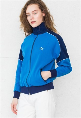 VINTAGE BLUE PUMA LOGO TRACK ZIP JACKET