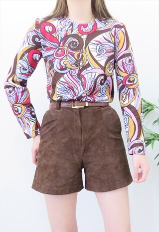 RARE 80S VINTAGE MULTICOLOURED ABSTRACT BLOUSE SHIRT