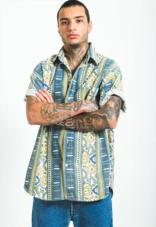 VINTAGE 80S HAWAIIAN SHORT SLEEVE SHIRT / S5555