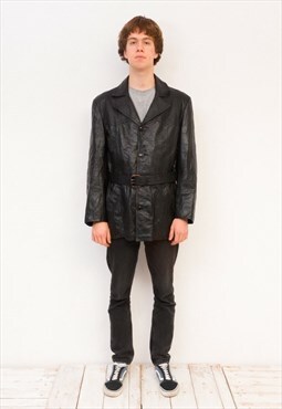 Real Leather Vintage Jacket men's UK 44 US Coat EU 54 Blazer