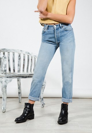 VINTAGE 80S REWORKED LEVI'S 501 JEANS MID WASH / 0002