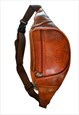 BROWN LEATHER BUM BAG TRAVEL POUCH FANNY BAG