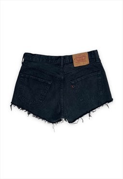 Vintage Levis denim shorts black raw hem reworked
