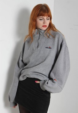 Vintage Ellesse 1/4 Zip Oversize Sweatshirt Grey