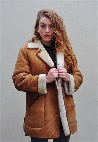VINTAGE 1970'S NURSEYS CARAMEL SHEEPSKIN SHEARLING JACKET