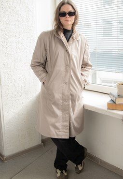 Vintage 80's Beige Warm Trench Style Coat