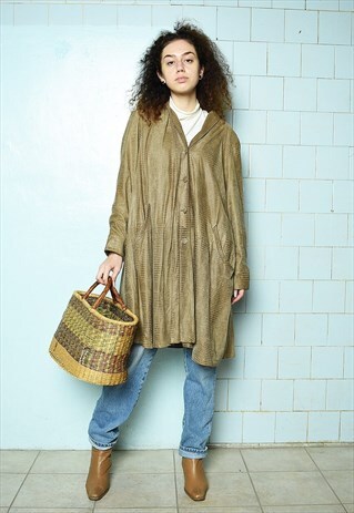 VINTAGE 70S CHRISTINE VOGDT FAUX LEATHER REPTILE SWING COAT