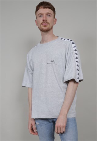 VINTAGE 90'S KAPPA TAPED GREY T-SHIRT