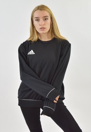 VINTAGE 90S BLACK ADIDAS CREW NECK SWEATSHIRT