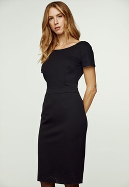 Fitted Black Cap Sleeve Dress Punto 