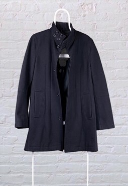 Vintage Reiss Overcoat Jacket Wool Black Small