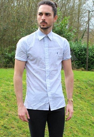 VINTAGE 90S YVES SAINT LAURENT CHECKED SHIRT - SMALL - YSL