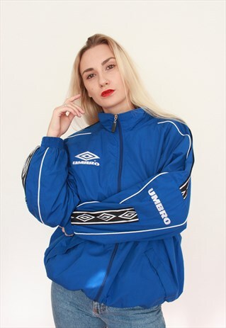 VINTAGE 90S RARE UMBRO TAPE LOGO SHELL WINDBREAKER JACKET